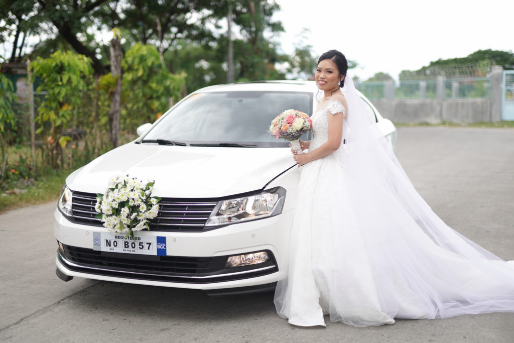 white bridal car 