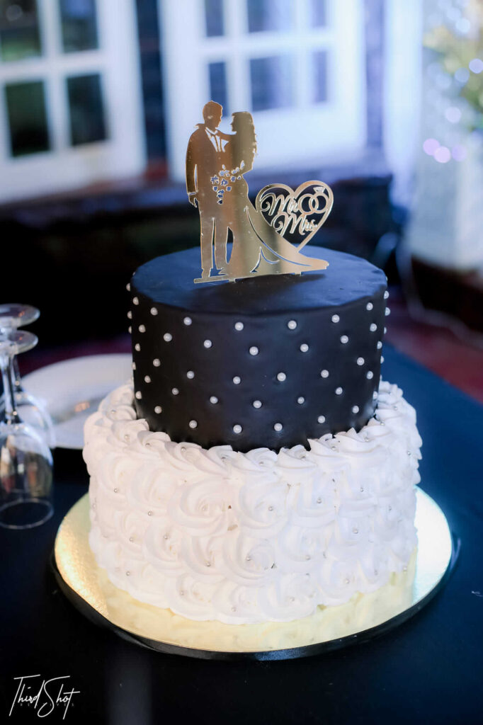 black and white wedding cake